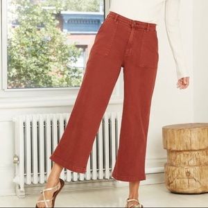 Twill wide leg pants